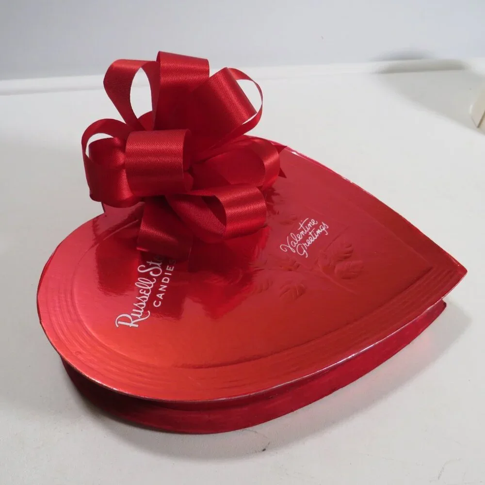 Red Candy Box Heart Gift Box with Bow & Tissue (EMPTY)